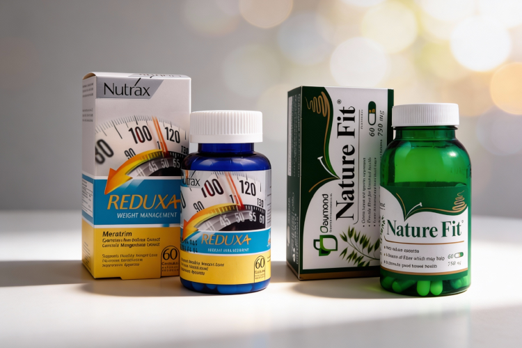 تصویر مکمل لاغری ردوکسا و نیچرفیت روی سطح سفید